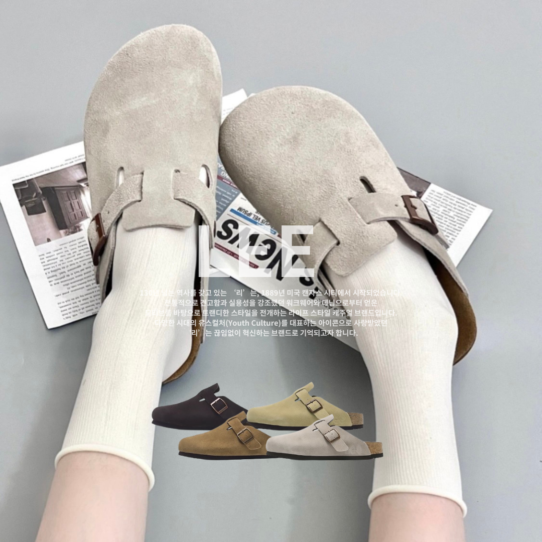 "代購" LEE 包頭鞋 軟木底 麂皮 國外限定 灰色 沙色 棕色 可可色 卡其色