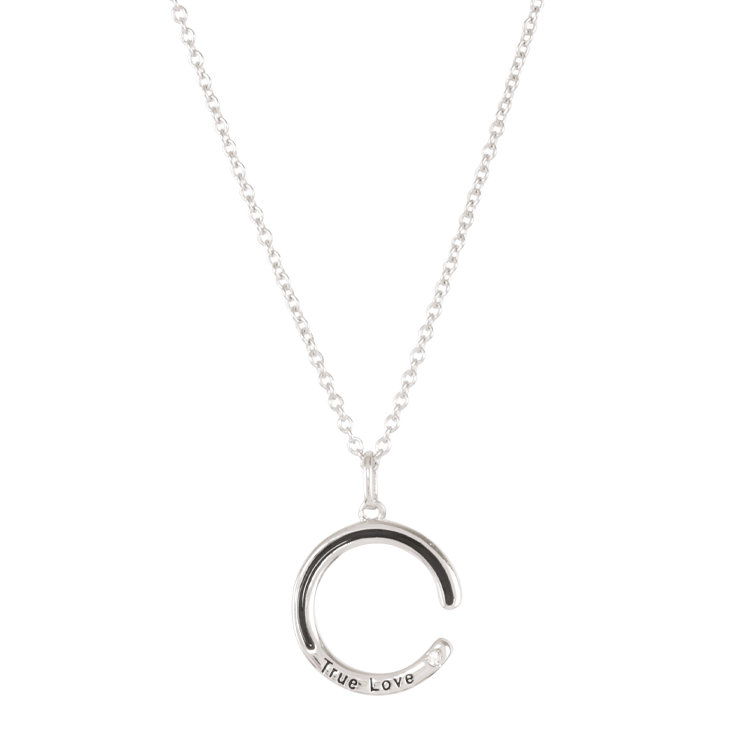 純銀對鍊，情侶項鍊 圓環墜飾鑲嵌鋯石；True LOVE 真正的愛情（3810男款）