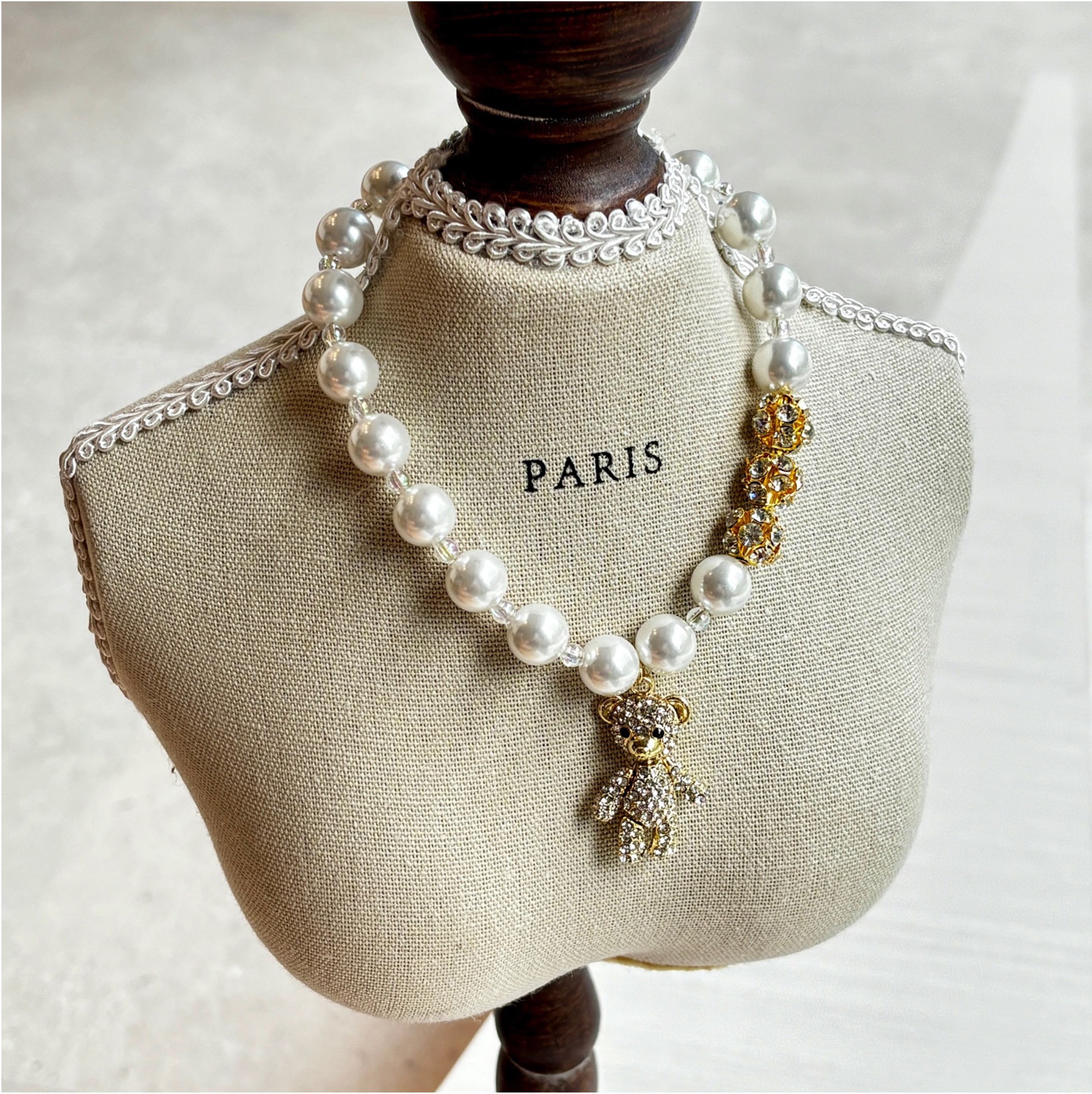 Salon de Peony 閃亮水鑽小熊項鍊 - 35cm