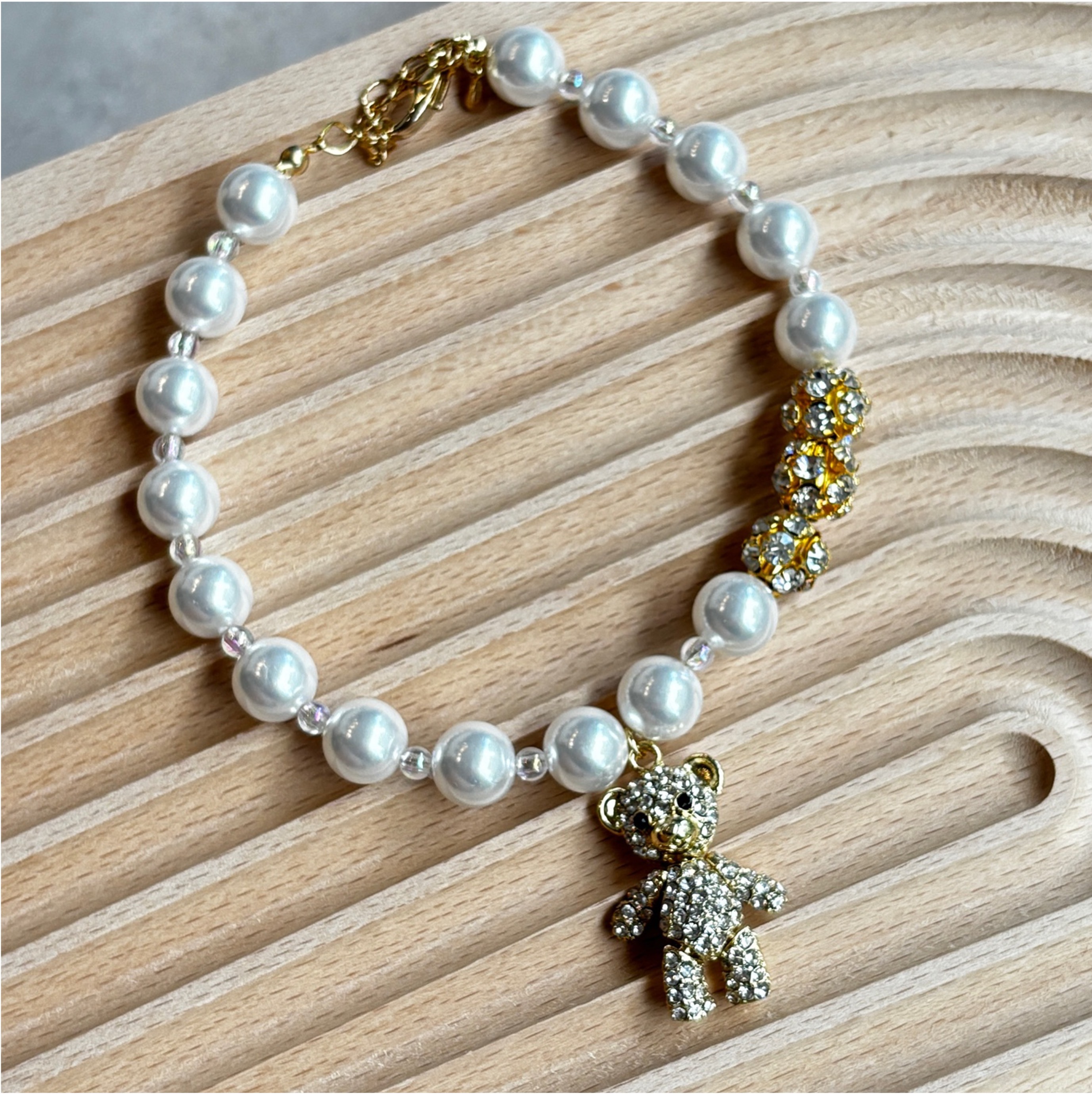 Salon de Peony 閃亮水鑽小熊項鍊 - 35cm