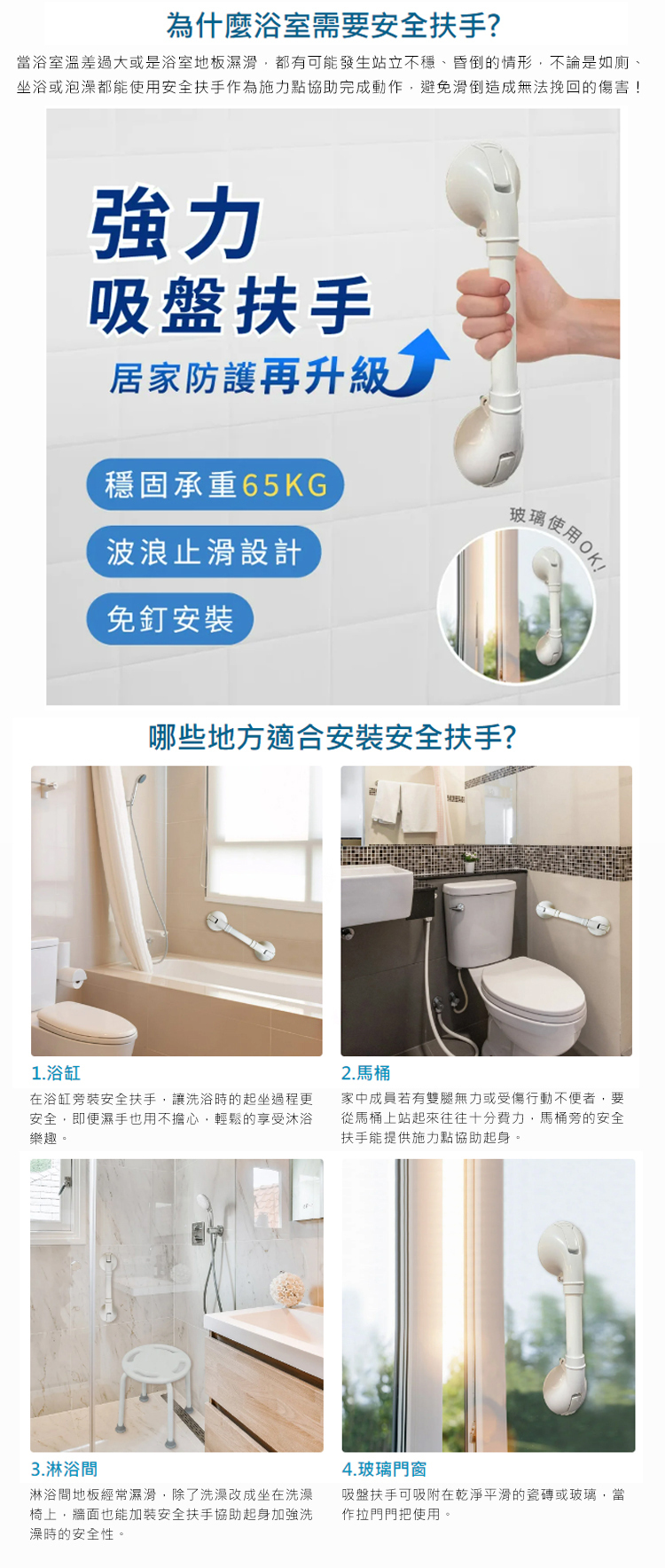 MedGear美而 吸盤安全扶手(免工具顯示型)