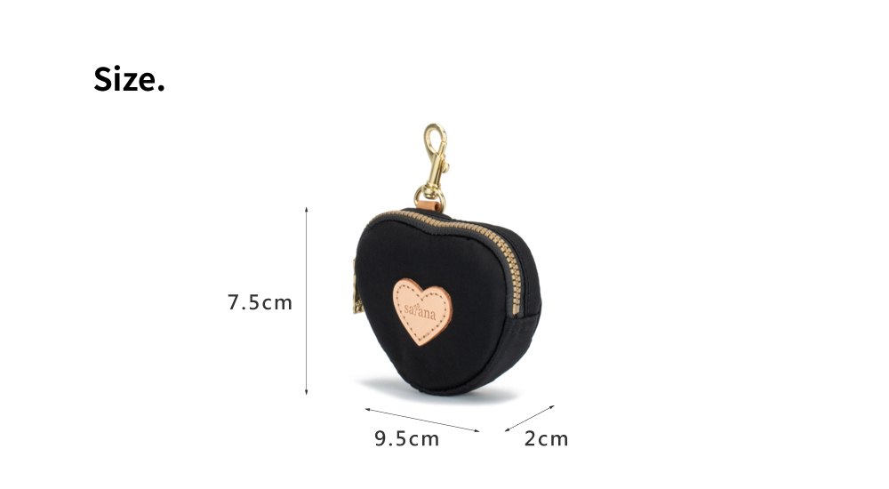 satana Soldier 趣淘愛心零錢包-亮黑色 SOS3190-711 尺寸