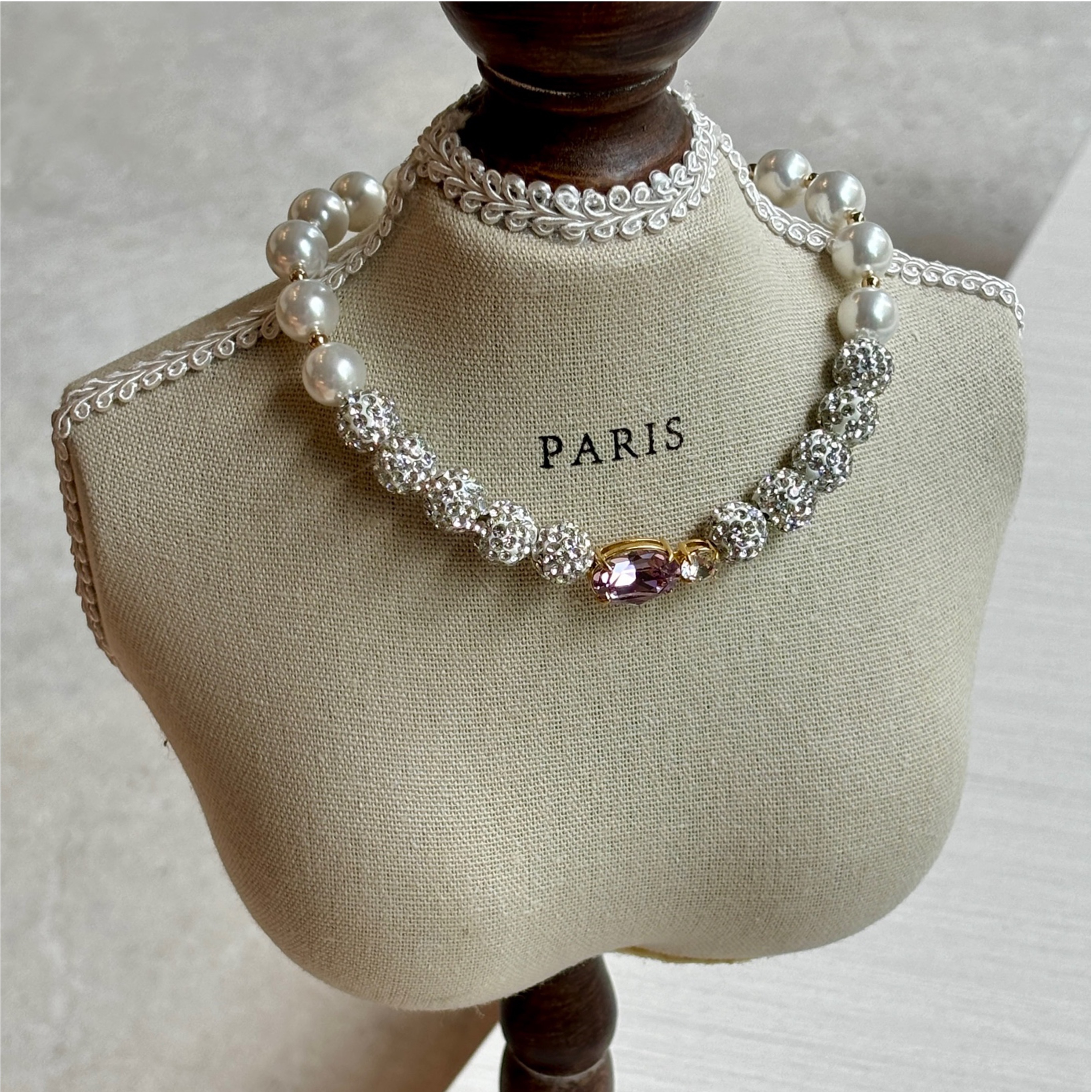 Salon de Peony 璀璨粉紅寶石珍珠項鍊