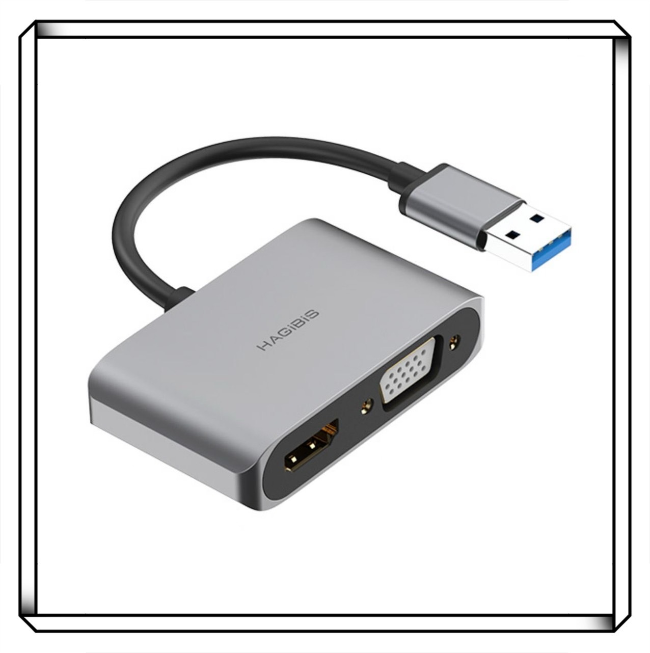 HAGiBiS 海備思 USB轉HDMI.VGA訊號轉接線
