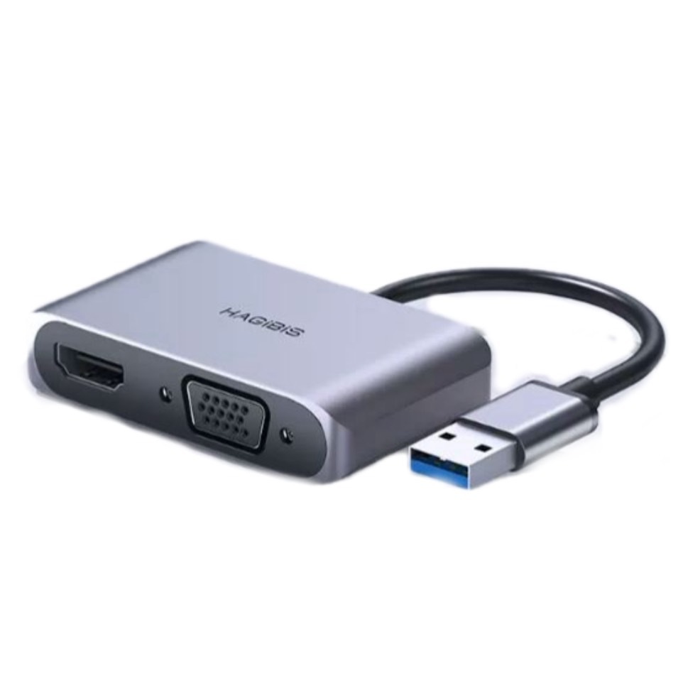 HAGiBiS 海備思 USB轉HDMI.VGA訊號轉接線