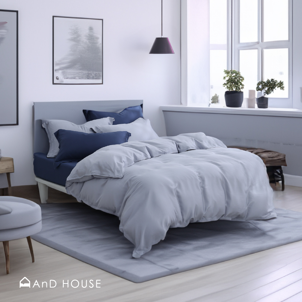 60支天絲｜100%萊賽爾｜雙色配｜深海藍ｘ月光銀 月光海