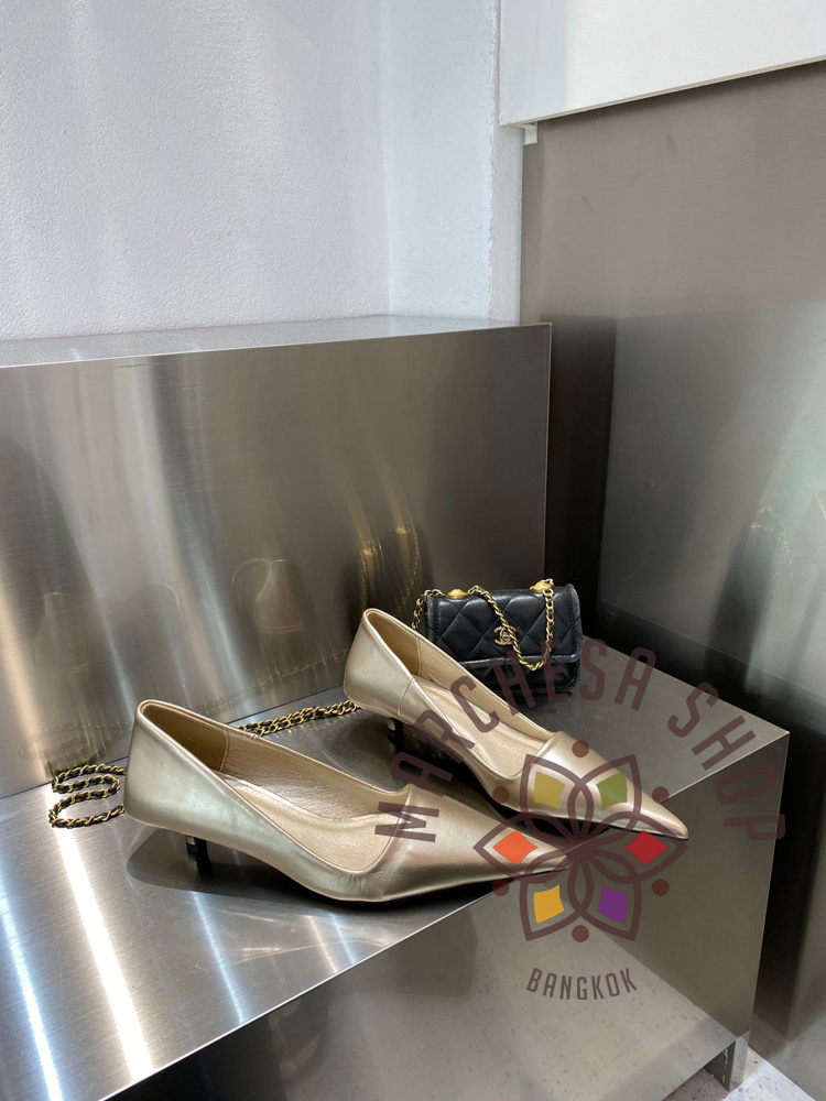 S3147 - 牛皮簡約一字口尖頭低踭鞋