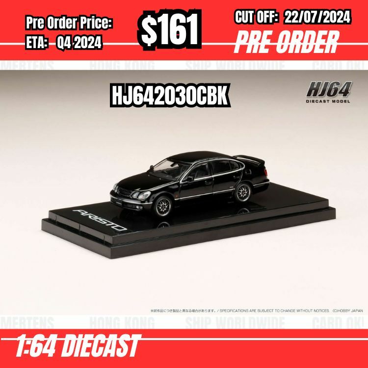 PO-$161 * Hobby Japan * 1:64 Toyota ARISTO V300 VERTEX EDITION EARLY VERSION CUSTOMIZED VERSION BLACK HJ642030CBK [OD16/07]