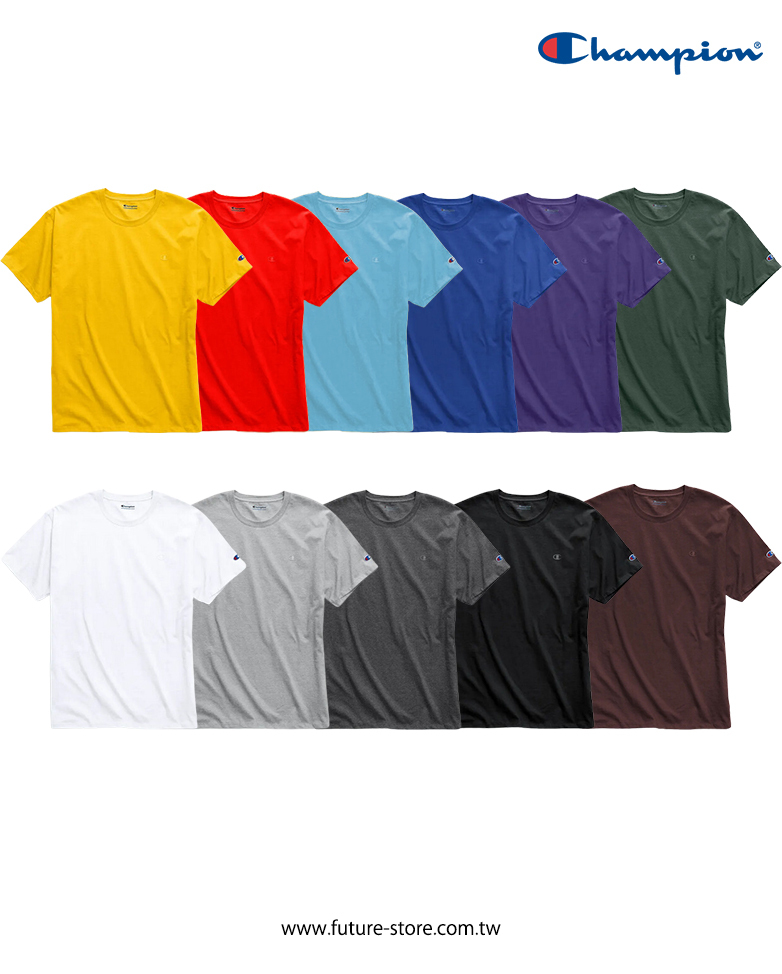 Champion經典左胸暗標小logo白色圓領短袖T恤