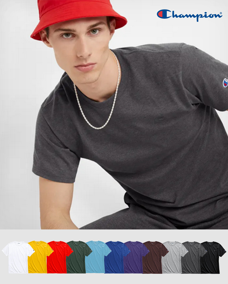 Champion經典左胸暗標小logo白色圓領短袖T恤