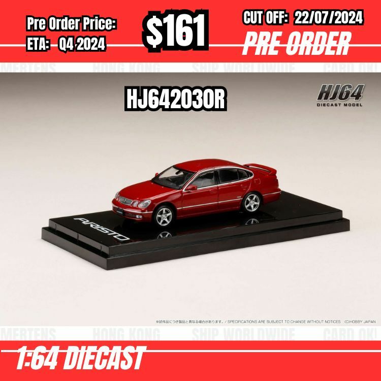 PO-$161 * Hobby Japan * 1:64 Toyota ARISTO V300 VERTEX EDITION EARLY VERSION RED HJ642030R [OD16/07]