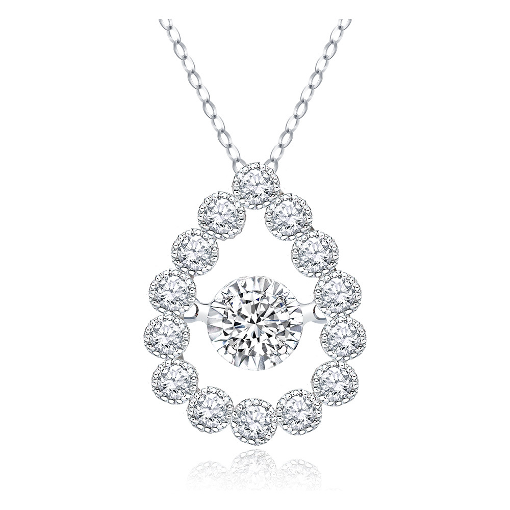 30分水滴花圈靈動鑽石項墜