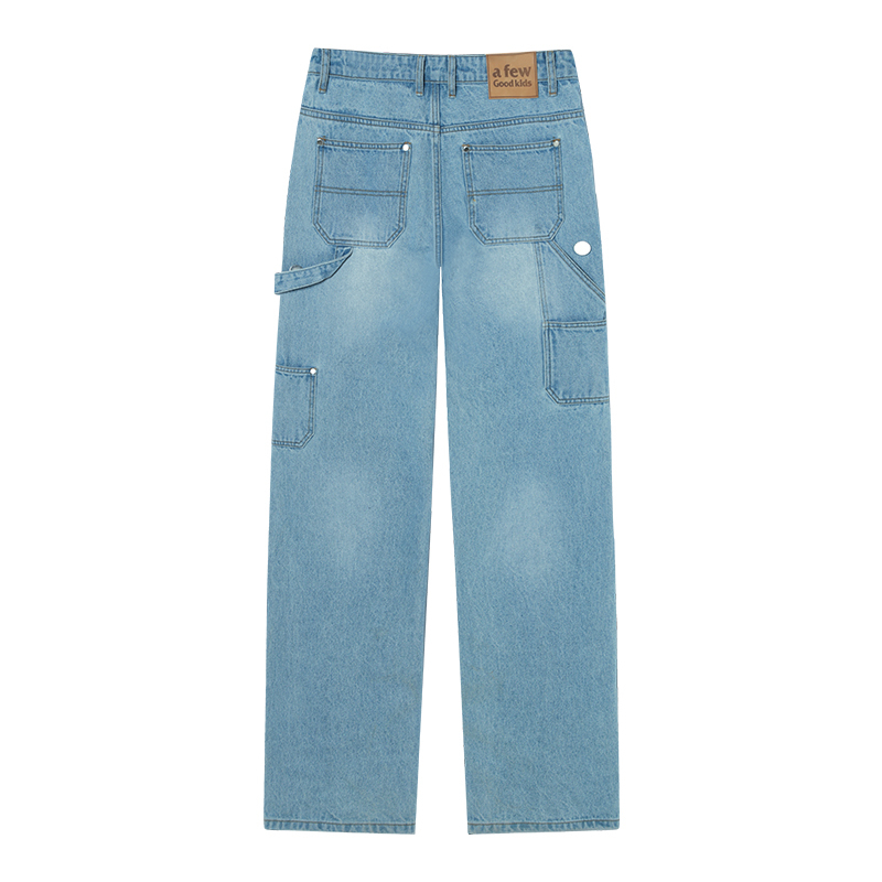 AFGK 鉚釘多口袋牛仔直筒長褲 A FEW GOOD KIDS