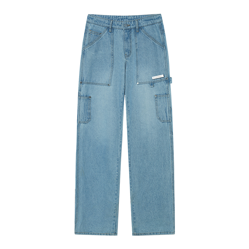 AFGK 鉚釘多口袋牛仔直筒長褲 A FEW GOOD KIDS