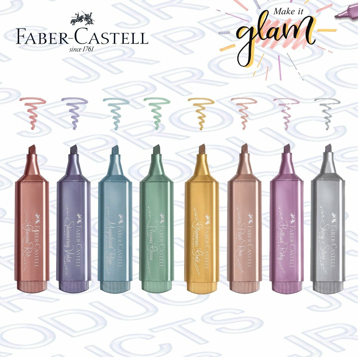 輝栢嘉 - 德國FABER TL46閃亮金屬色螢光筆 - 全色8支套裝 #154689《香港行貨》