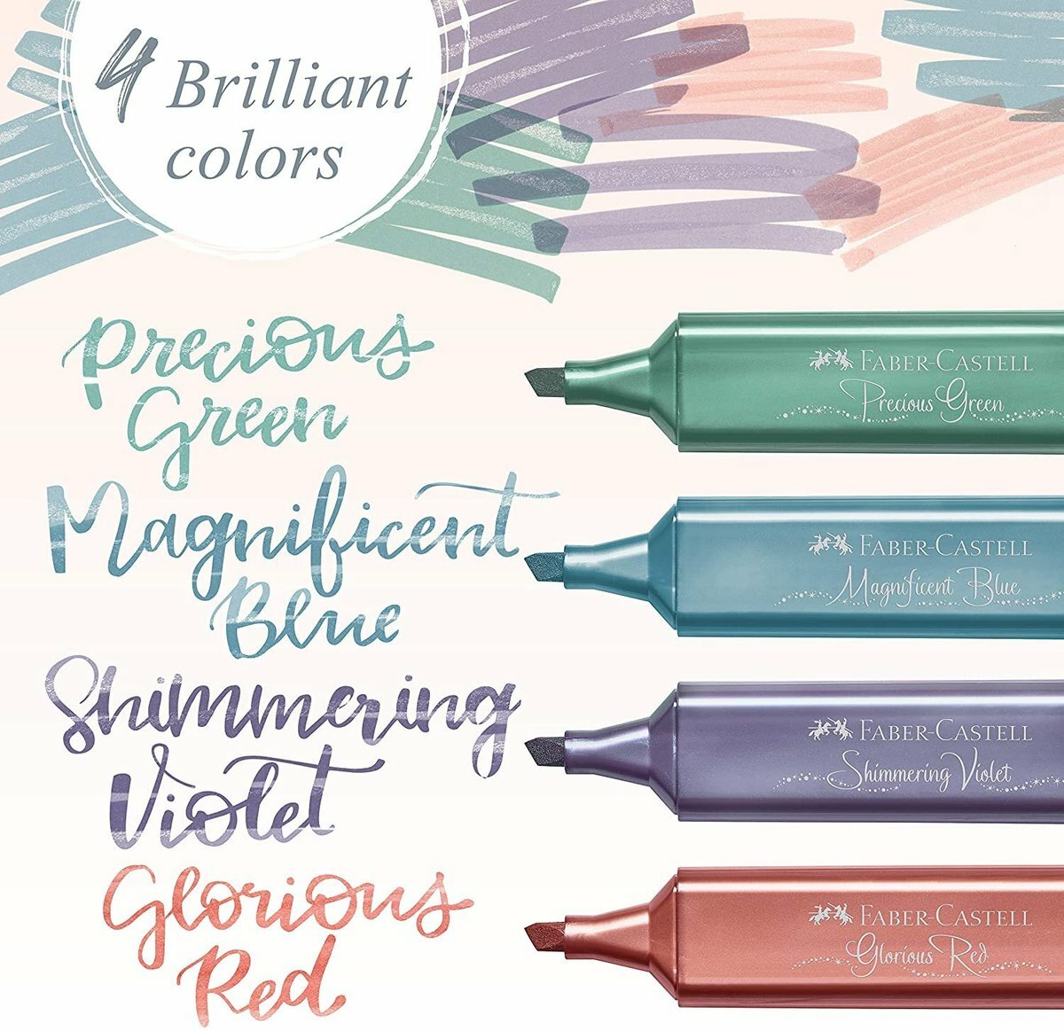 輝栢嘉 - 德國FABER TL46閃亮金屬色螢光筆 - 新色4支套裝 #154624《香港行貨》