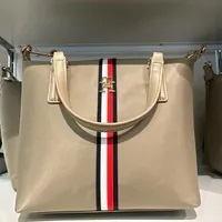 [S] TOMMY HILFIGER 69J8043 LOGO SHOULDER BAG,BEIGE, 197232604165 (STH777)