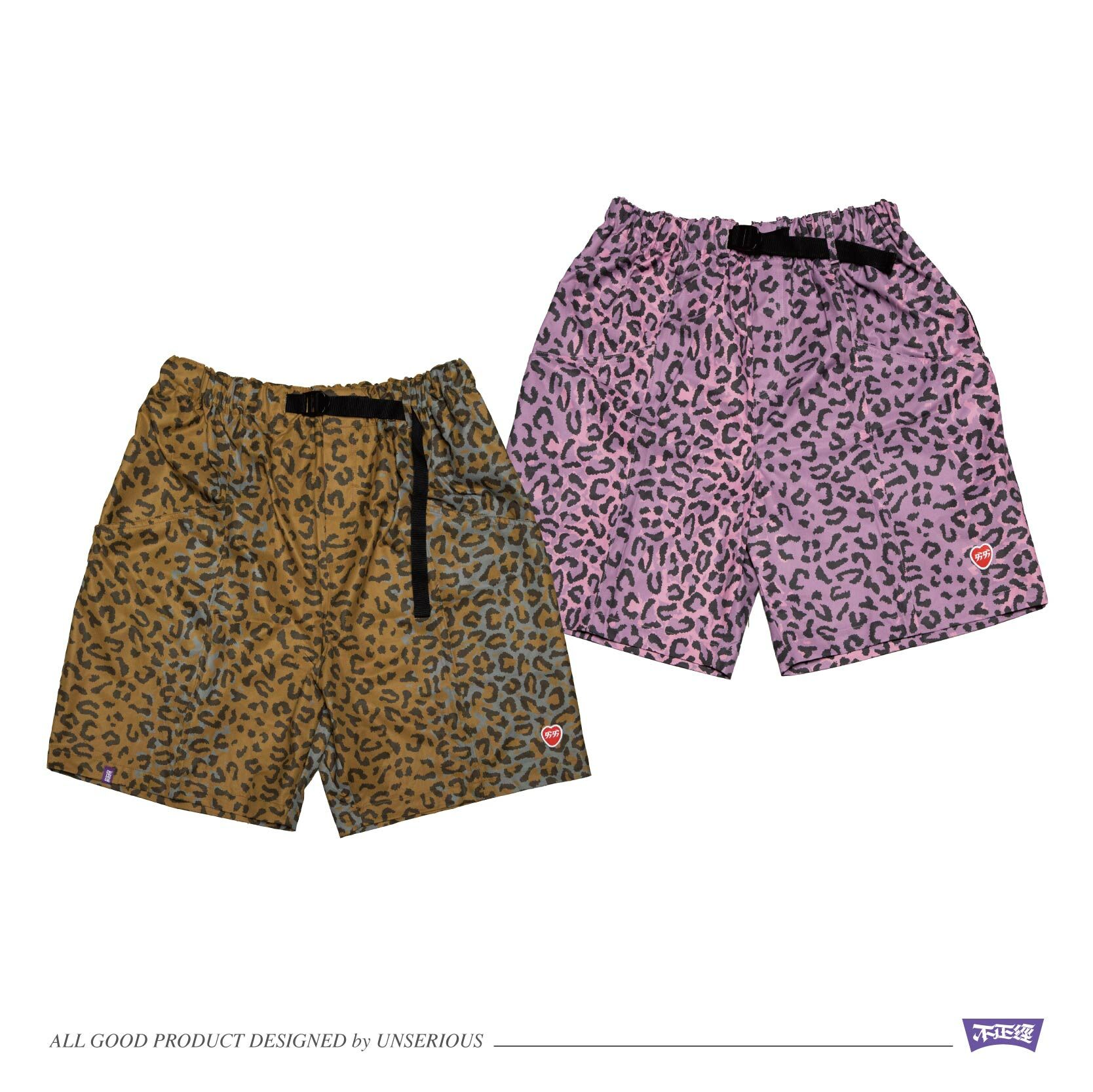 UNSERIOUS 不正經製作 之 愛的豹豹 粉紫 咖啡 豹紋 機能短褲【US041】