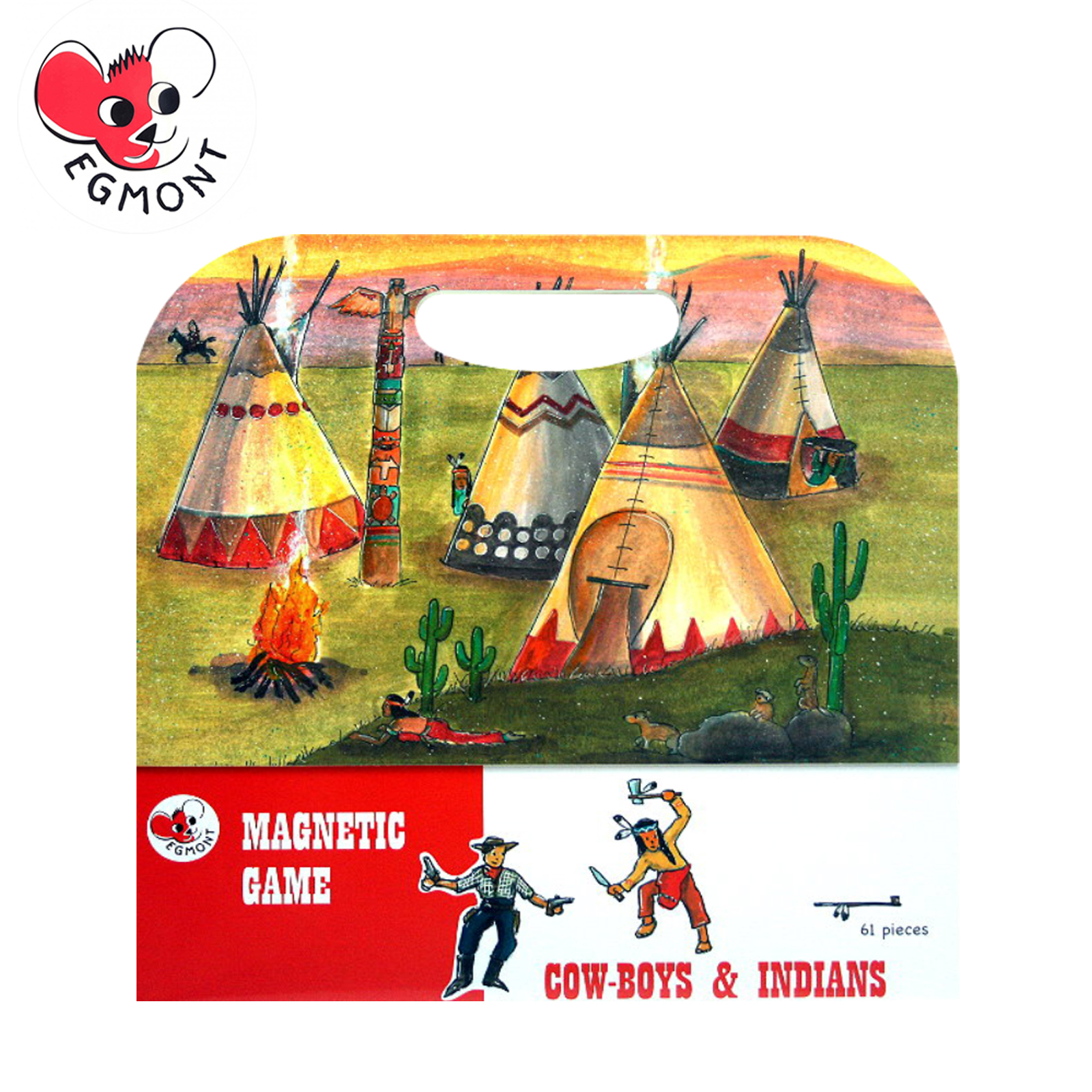 【EGMONT TOYS】比利時 艾格蒙繪本風手提磁鐵書 - 牛仔與印地安