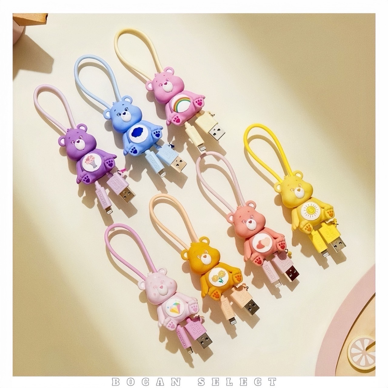 CARE BEARS 彩虹熊系列 充電線 Type-C 數據線 iphone線 盲盒