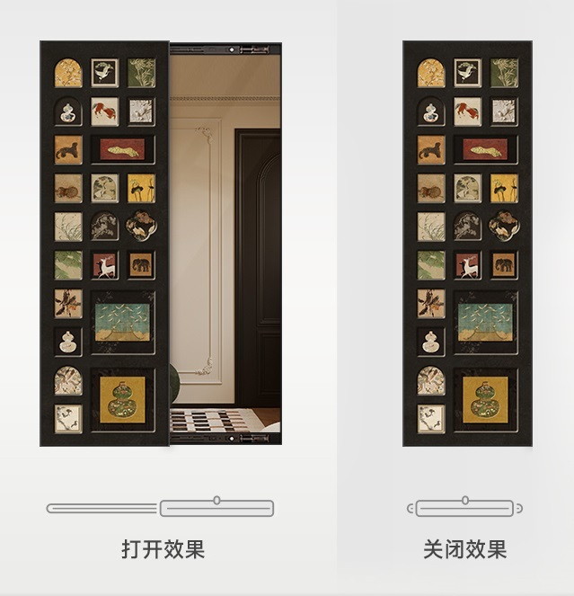 藝術人 中古風暗藏式全身鏡裝飾畫