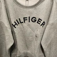 [S] TOMMY HILFIGER EMBROIDERED HILFIGER LOGO SWEATSHIRT,HEATHER GREY RANDOM EMBROIDERY, 76J4825-030 [FINAL SALE] (STH782)