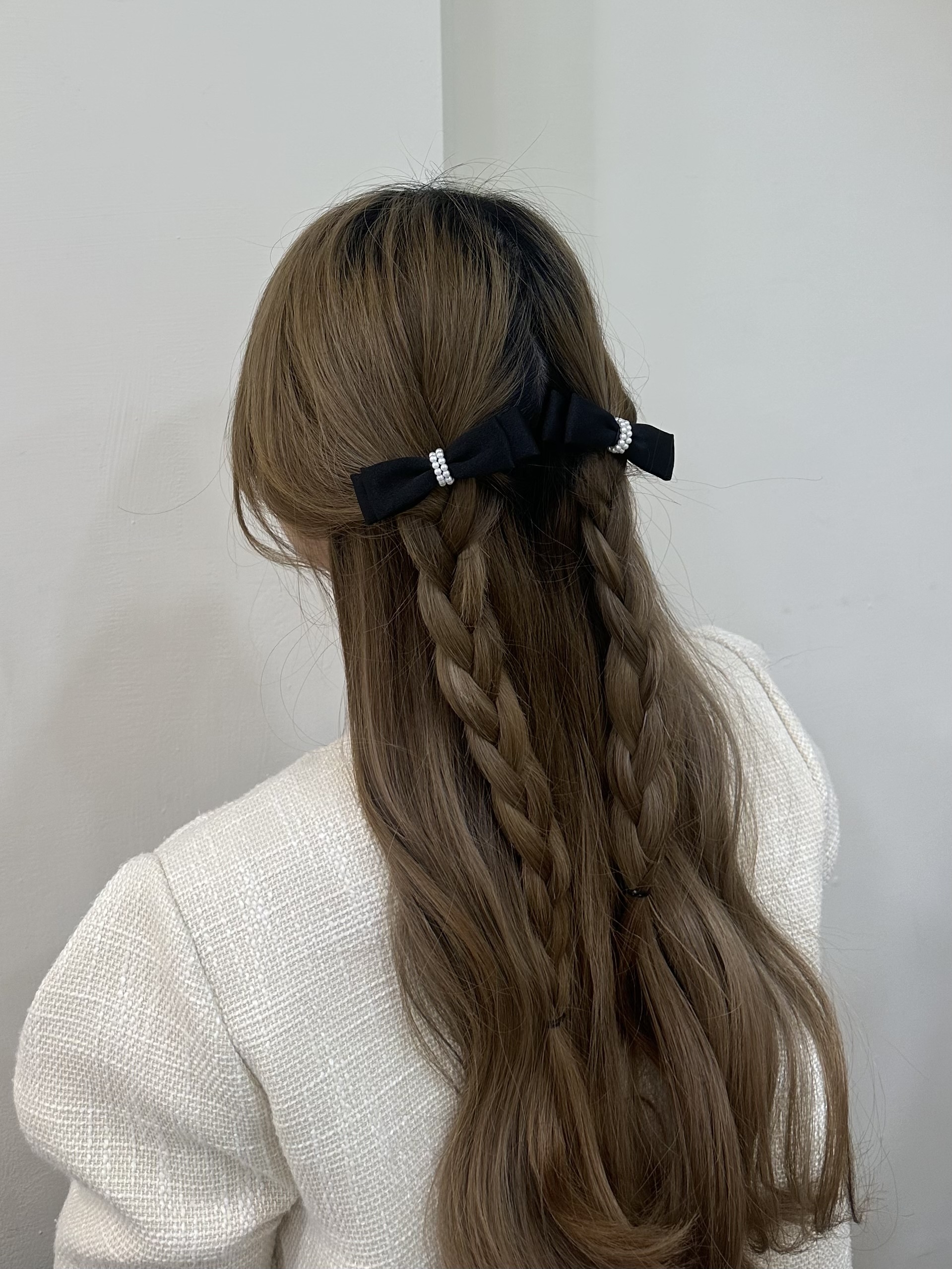 C03珍珠蝴蝶結對夾（一組）