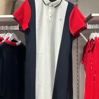 [S] TOMMY HILFIGER VERTICAL COLORBLOCK POLO DRESS,NAVY, 76J5011-410 (STH791)