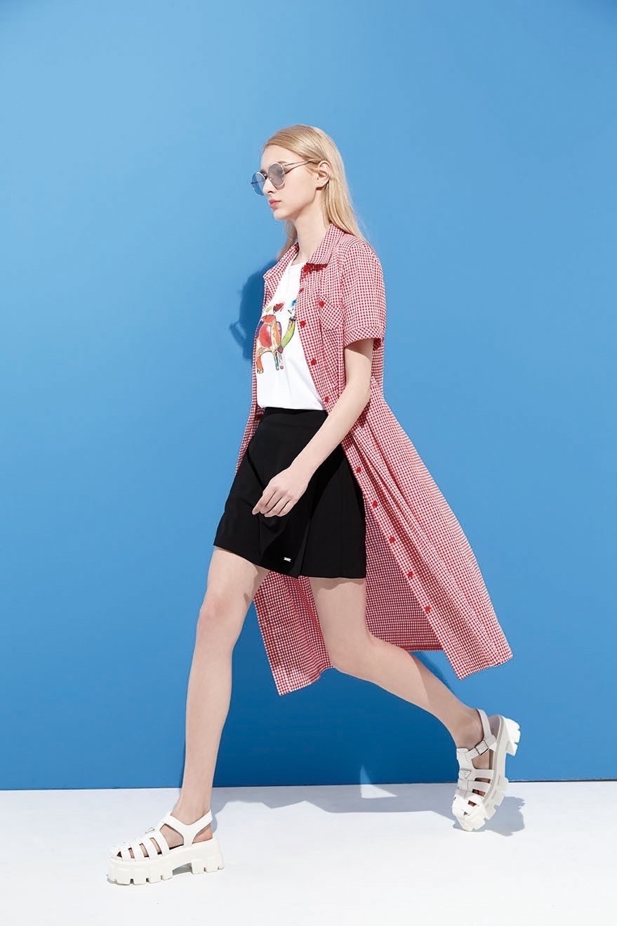 韓版時尚俐落一片裙設計修身短褲裙U6371