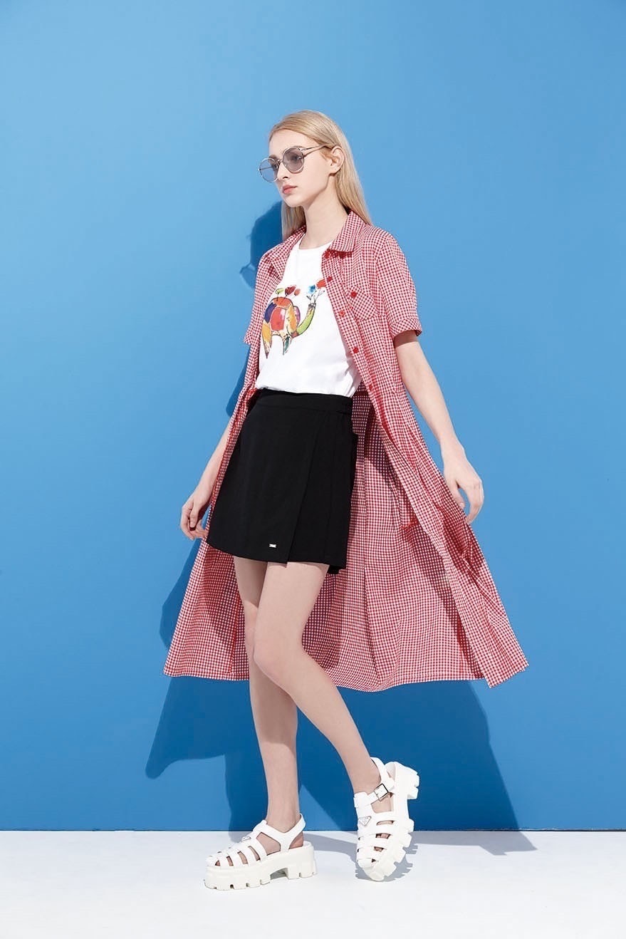 韓版時尚俐落一片裙設計修身短褲裙U6371