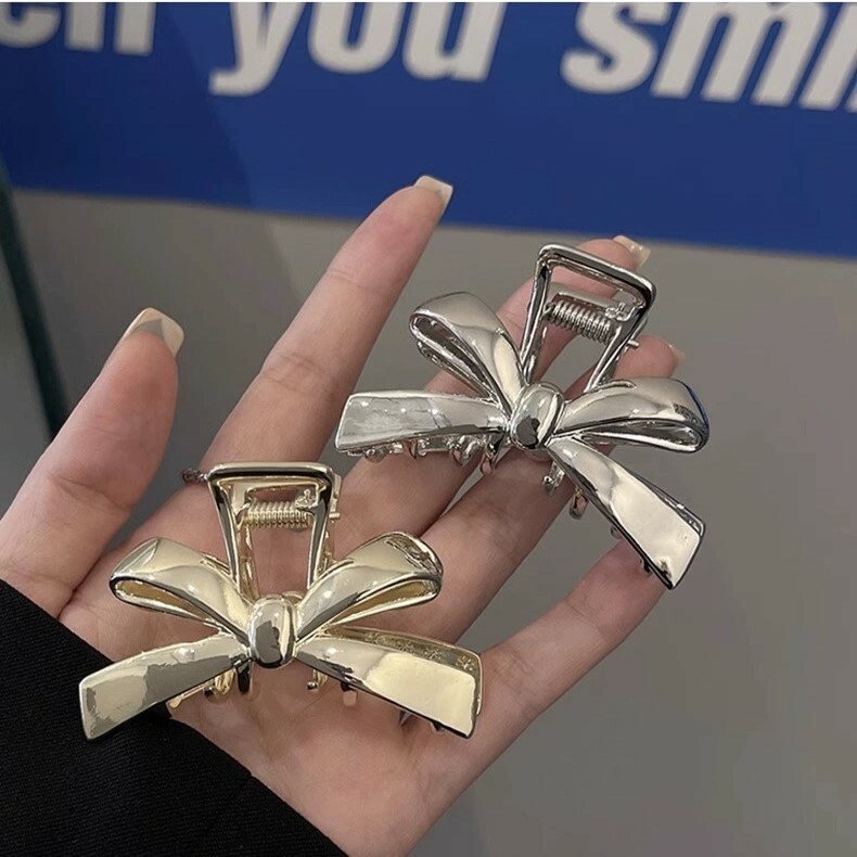 《4511》INS簡約金屬立體蝴蝶結髮夾