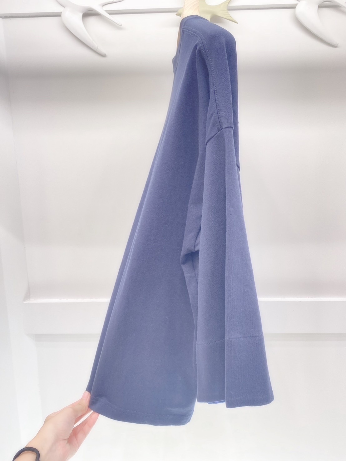 素色雙剪裁袖口裏liberty 8分袖T恤