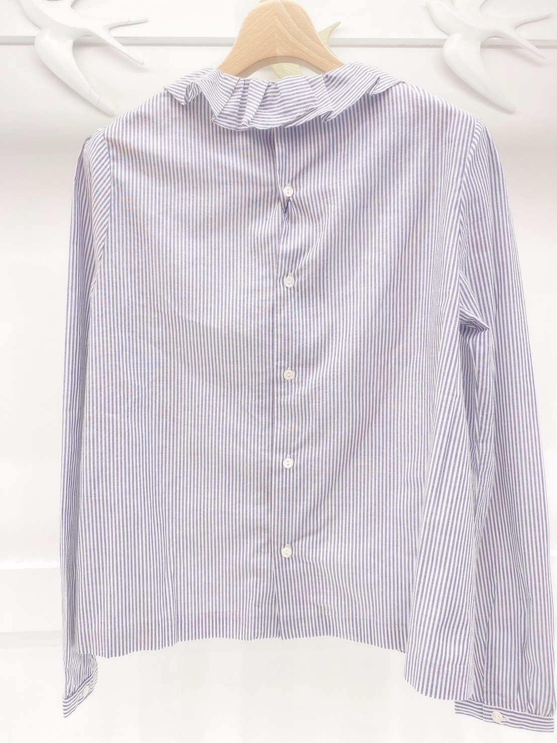 荷葉領直條紋襯衫