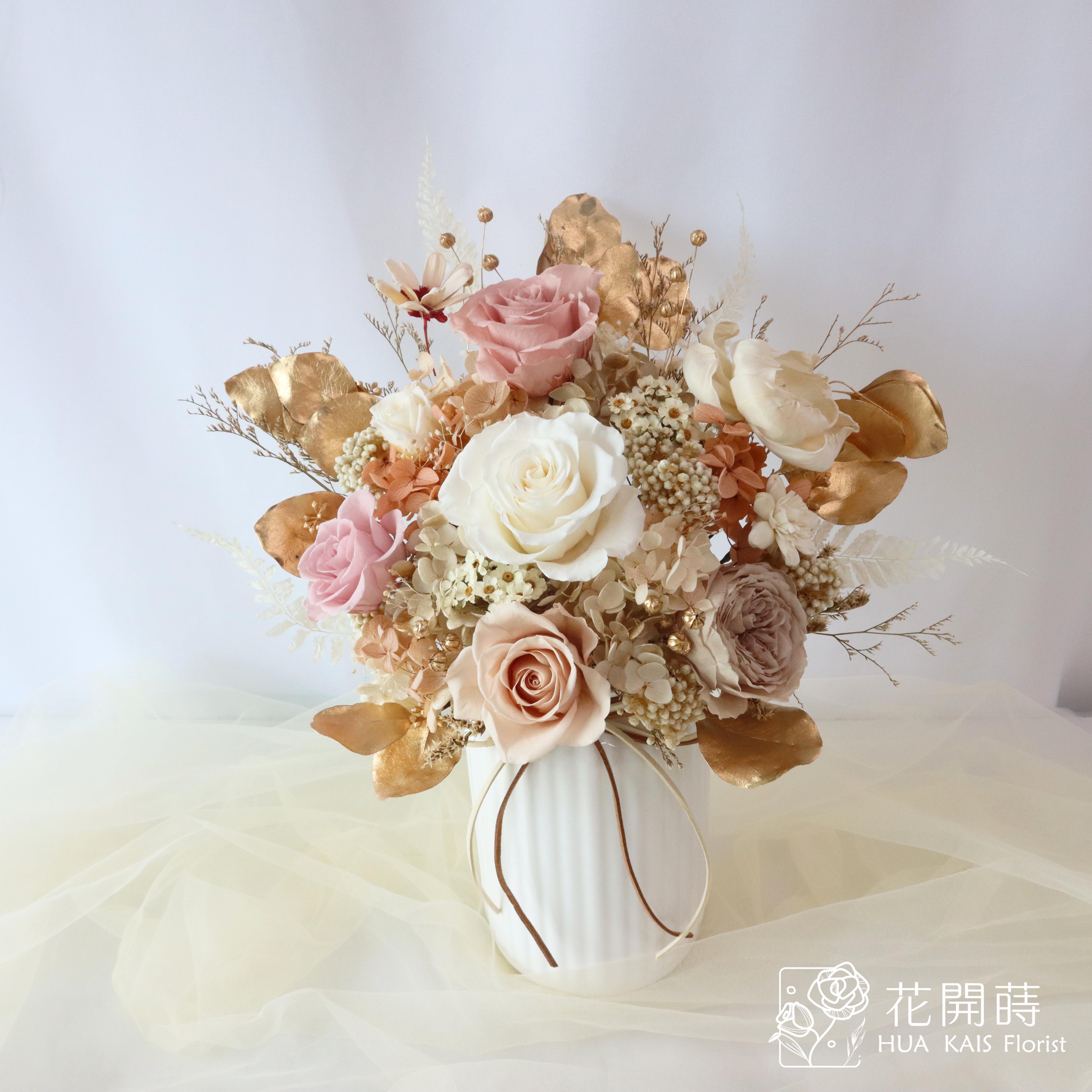 永生桌花|伯爵金(L)直立式|開幕賀禮|新居賀禮|新婚賀禮|升職賀禮
