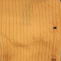 [S] TOMMY HILFIGER CABLE SHORT SLEEVE SWEATER,ORANGE, 76J4700-800 (STH797)
