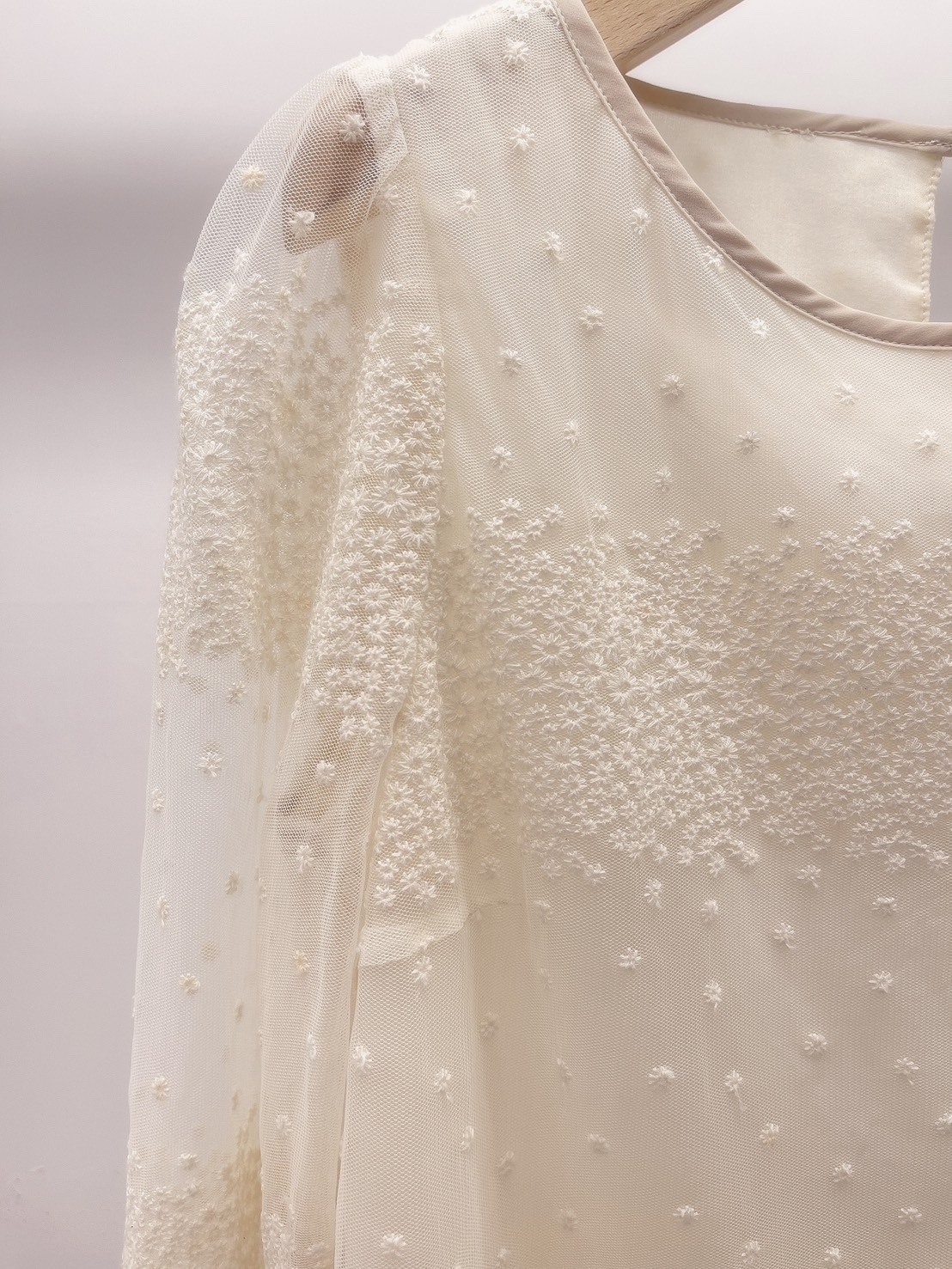 刺繡小花紗七分袖衣