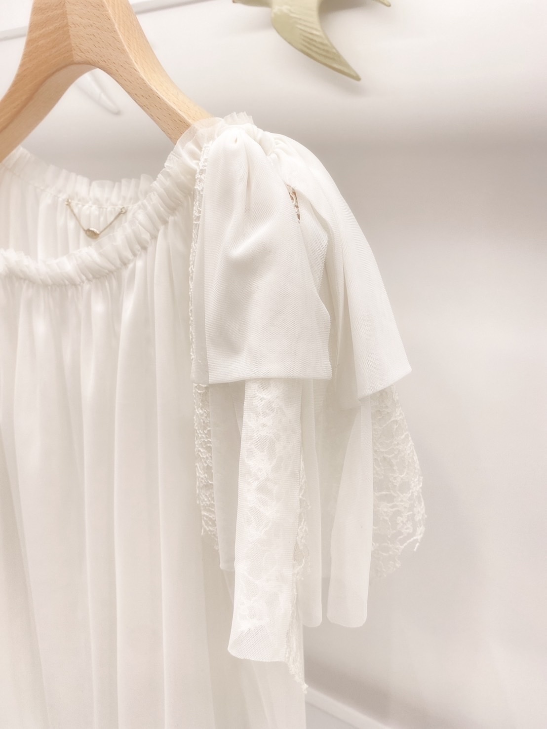 蕾絲袖透紗衣