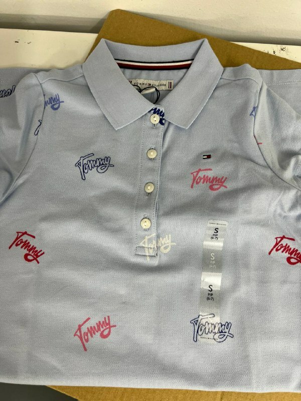 [S] TOMMY HILFIGER KIDS STRETCH PIQUE POLO DRESS,BREEZY BLUE MULTI, 71J4079-451 (STH801)