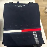 [S] TOMMY HILFIGER EMBROIDERED FLAG LOGO T-SHIRT,NAVY, 78JA522-410 (STH803)