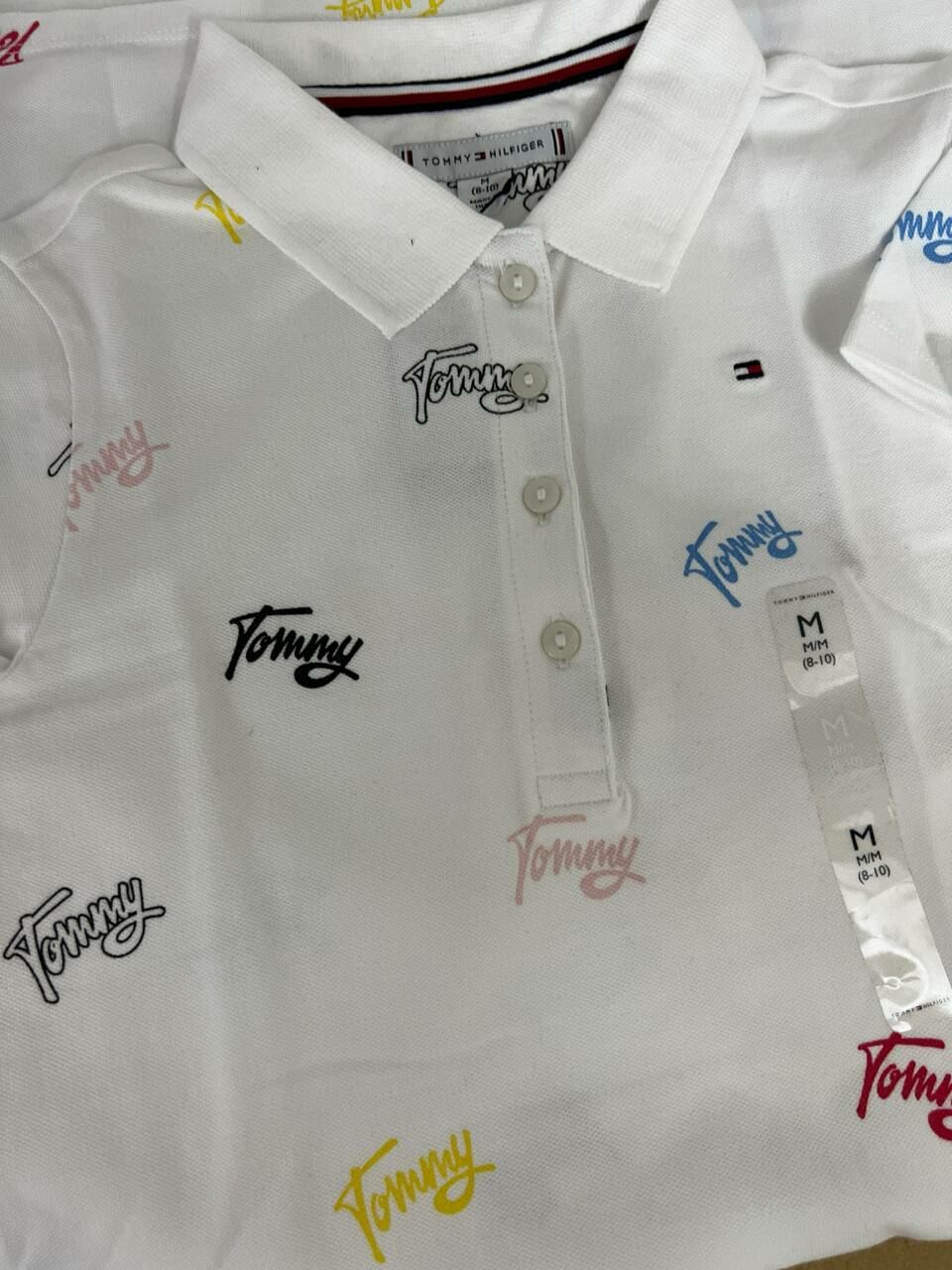 [S] TOMMY HILFIGER KIDS STRETCH PIQUE POLO DRESS,WHITE, 71J4079-100 (STH802)