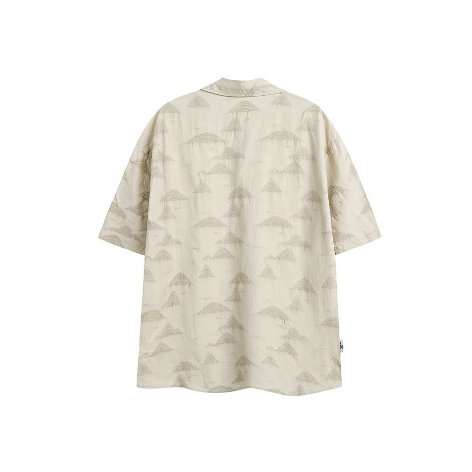 文青山系繡花短袖襯衫