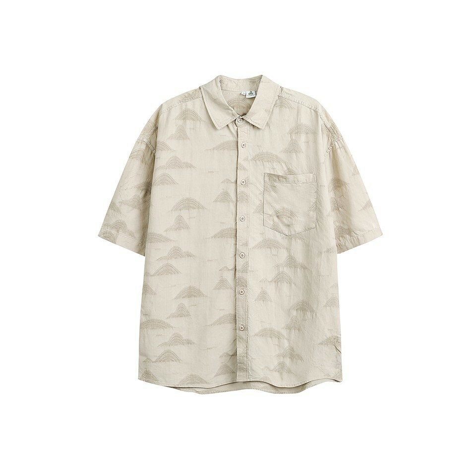 文青山系繡花短袖襯衫