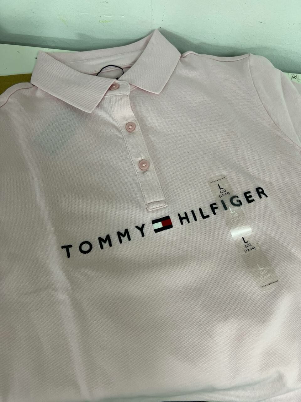 [S] TOMMY HILFIGER KIDS CHEST LOGO POLO SHIRT,PINK, 71J4151-690 (STH810)