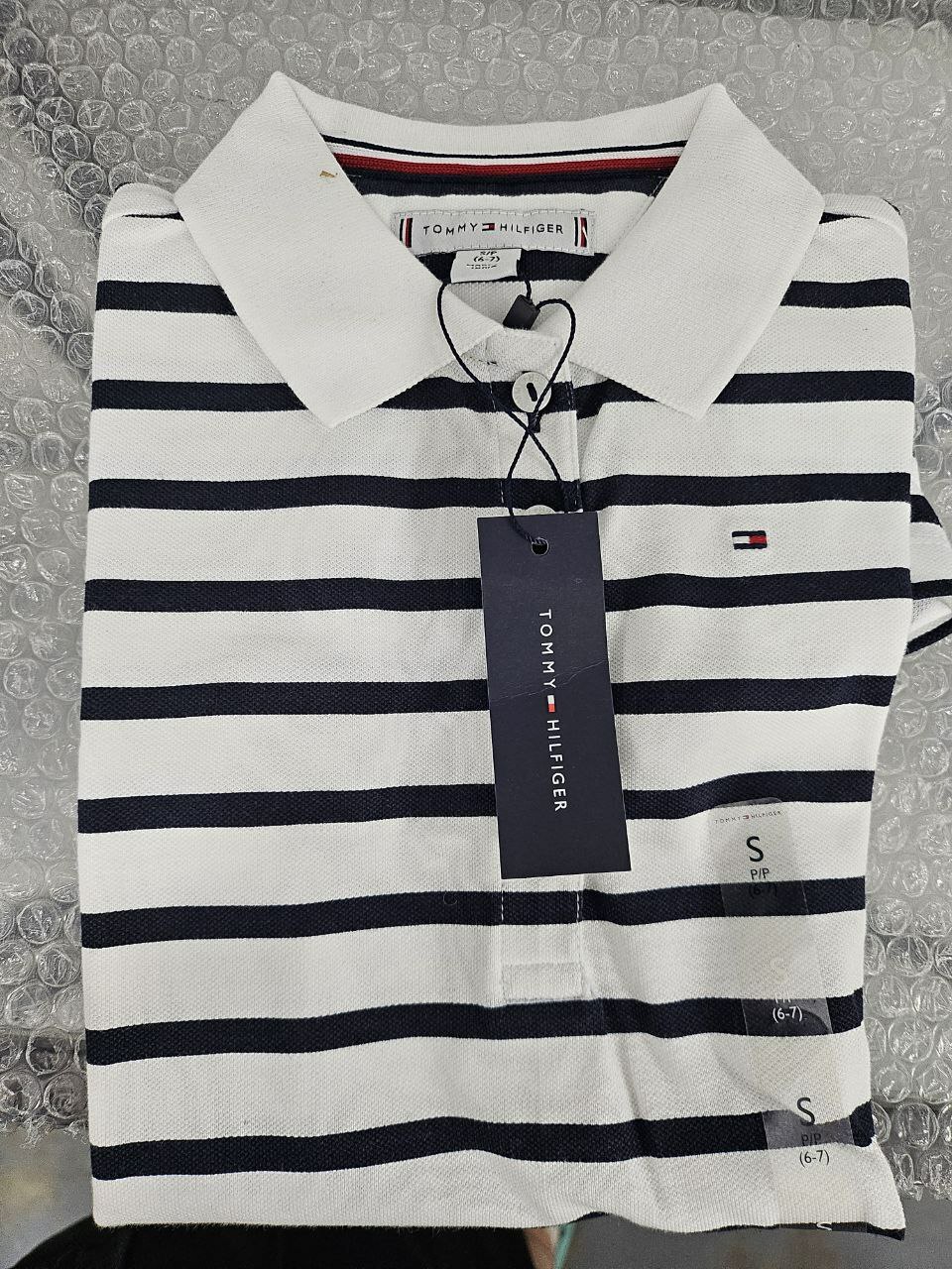 [S] TOMMY HILFIGER KIDS POLO STRIPE,WHITE, 71J4111-100 (STH811)