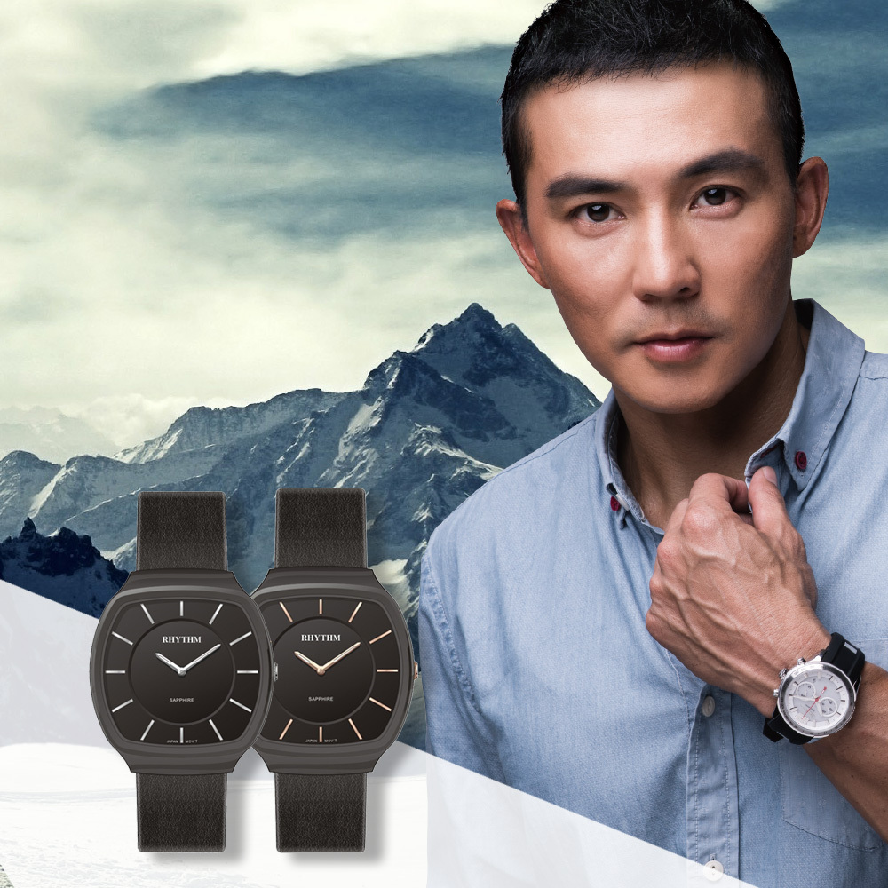 【RHYTHM 麗聲】C1302L 簡約無字細針設計 質感典雅黑色時尚 都市潮流輕奢陶瓷穿搭經典 皮革 手錶