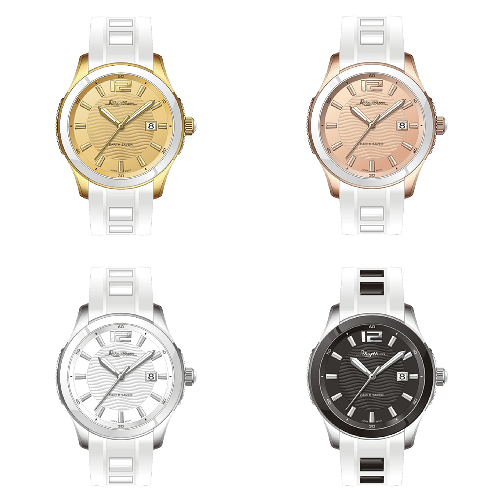 【RHYTHM 麗聲】ES1402R 柔美淡雅 沙漠波紋 質感搭配 時尚潮流 日期顯示 簡約無字 光動能 手錶