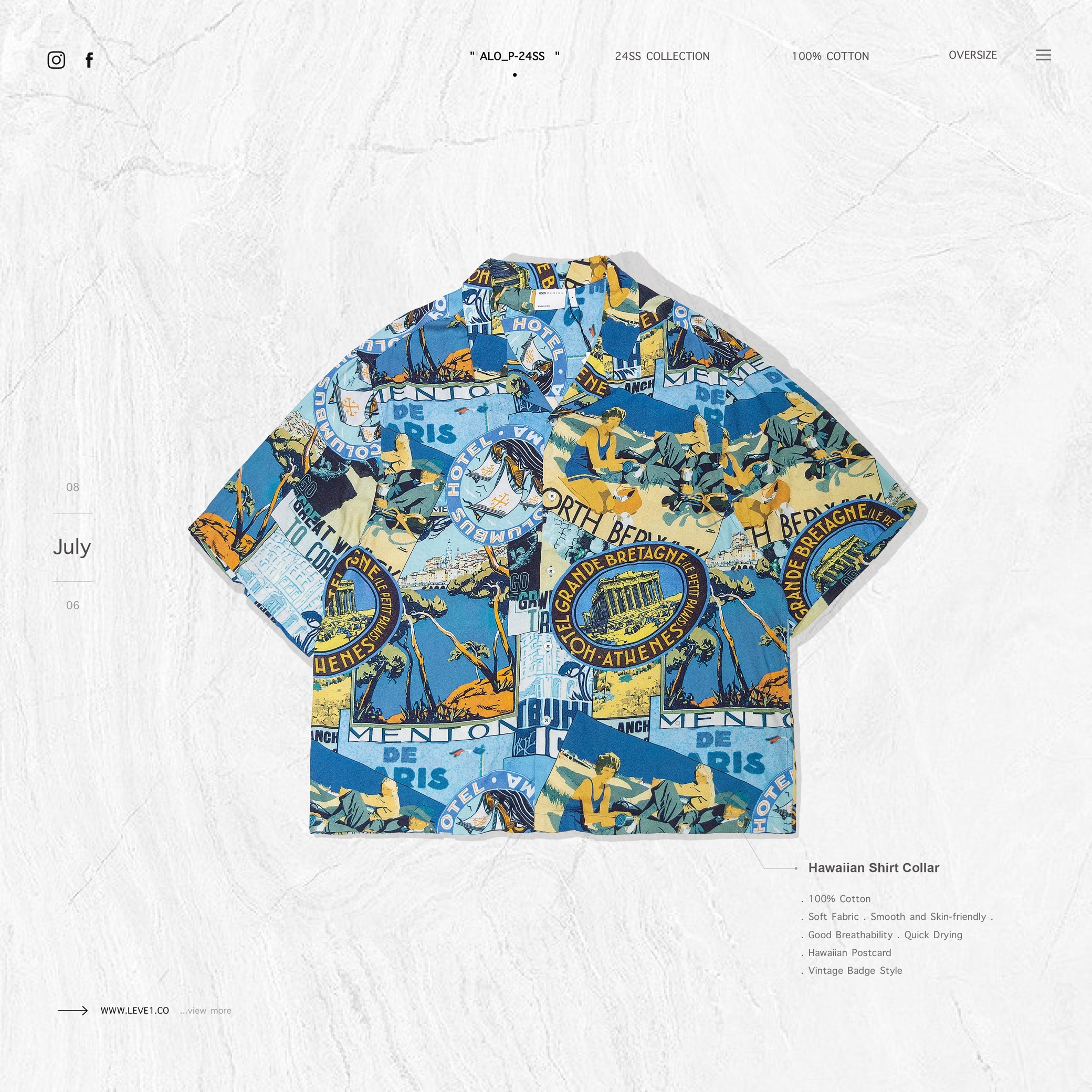 24SS Badge Postcard Oversized Aloha Shirt " ALO_P-24SS "