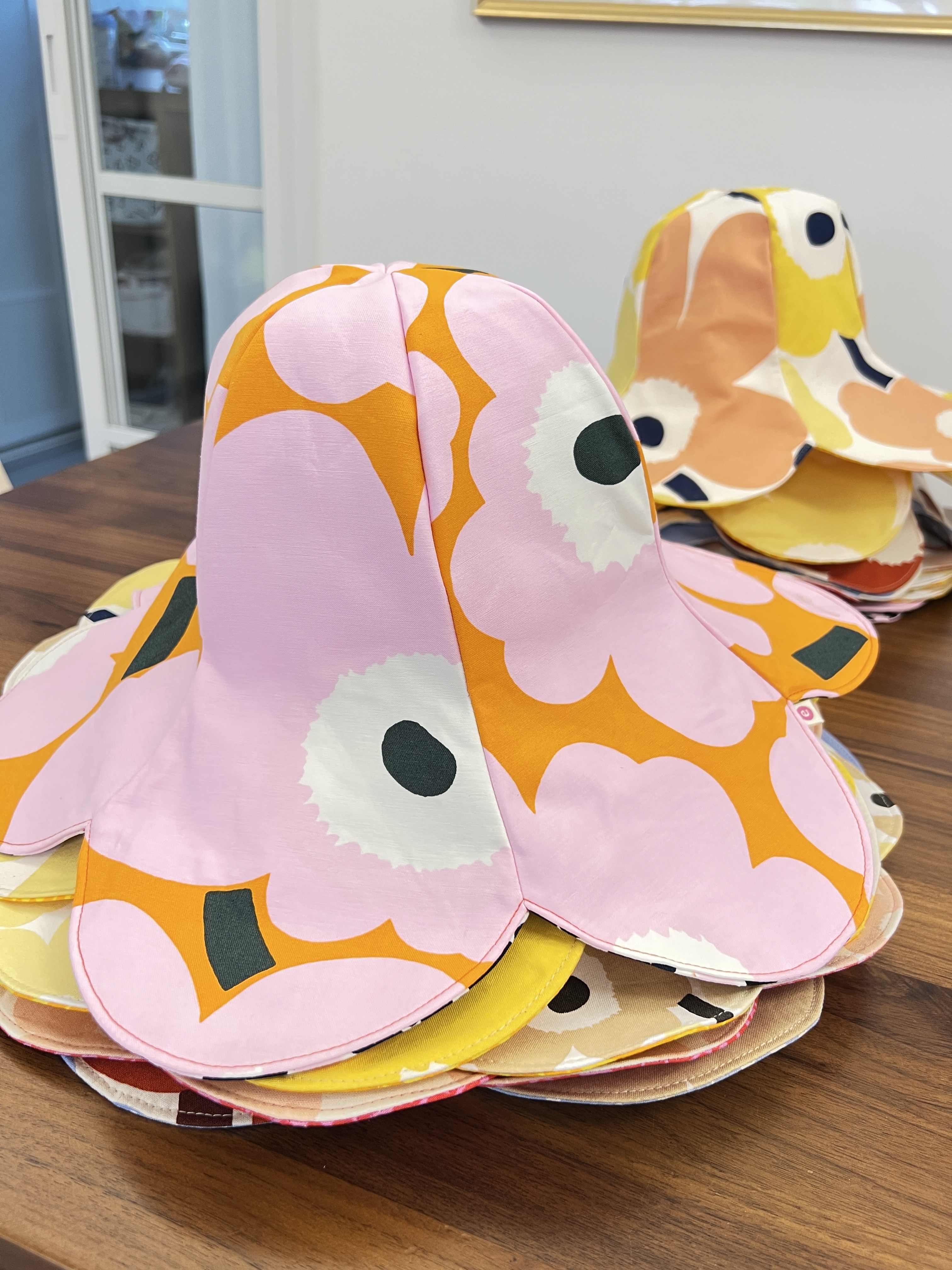 Tulip hat  | marimekko rare cotton fabric | orange x pink