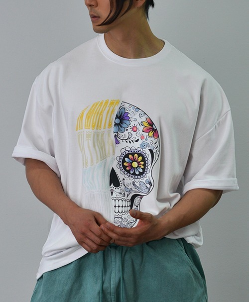 印花半骷髏短袖T恤