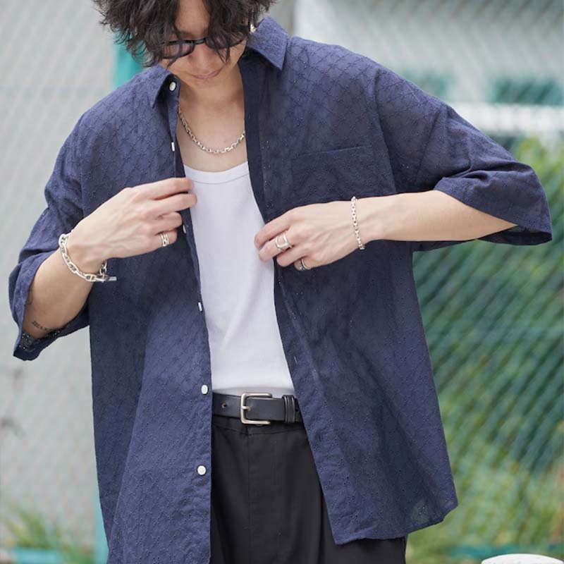 FREAK'S STORE PUBLUX 透膚襯衫 海軍藍 襯衫 短袖 FREAKS-77 [台灣現貨]